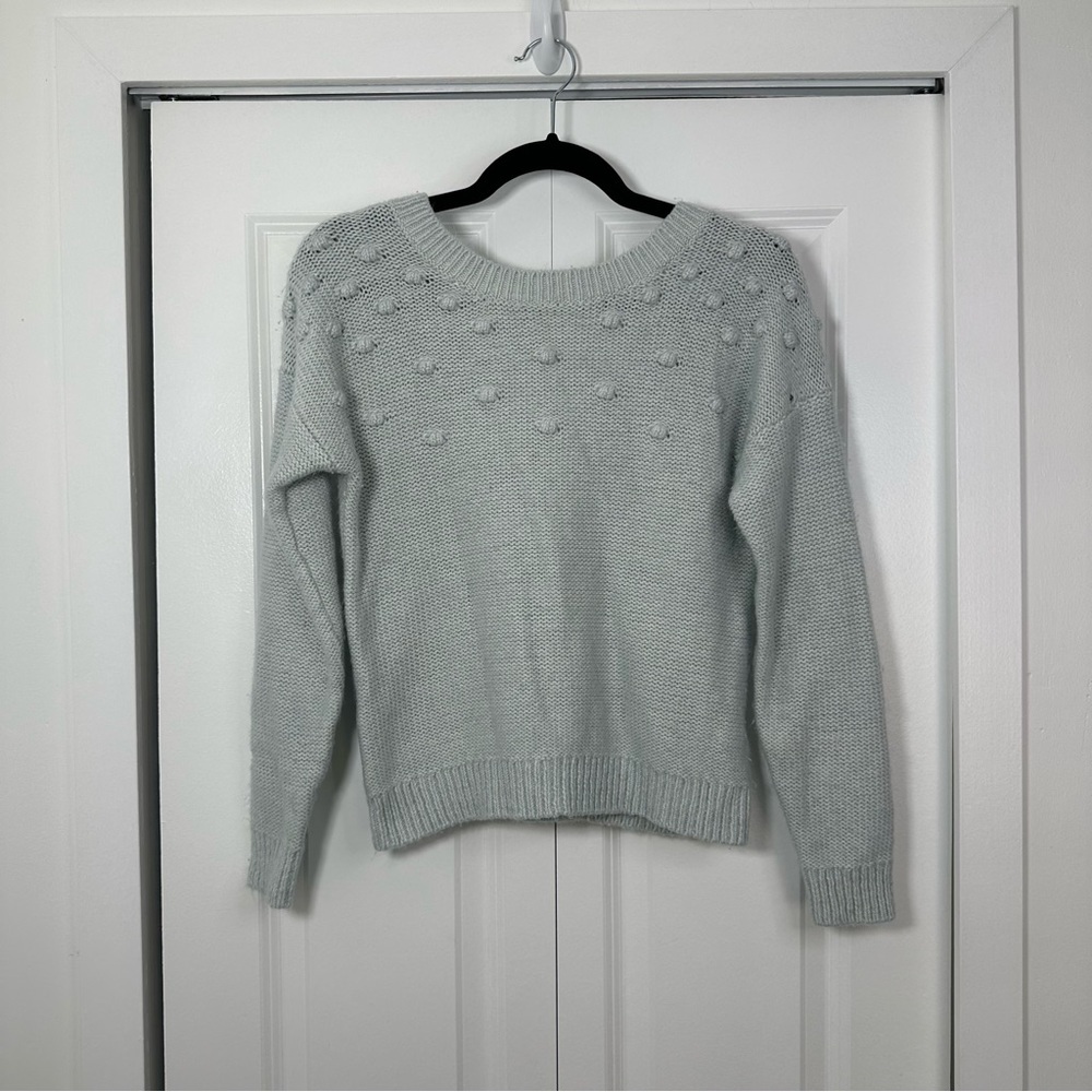 Abercrombie & Fitch Women’s Powder Blue V-Neck Faux Wrap Sweater Size Medium - Picture 3 of 8